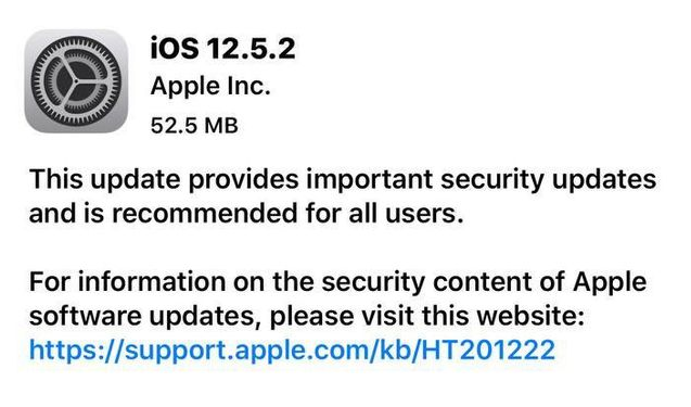 五寨苹果手机维修分享iOS12.5.2发布，建议所有老苹果用户安装 